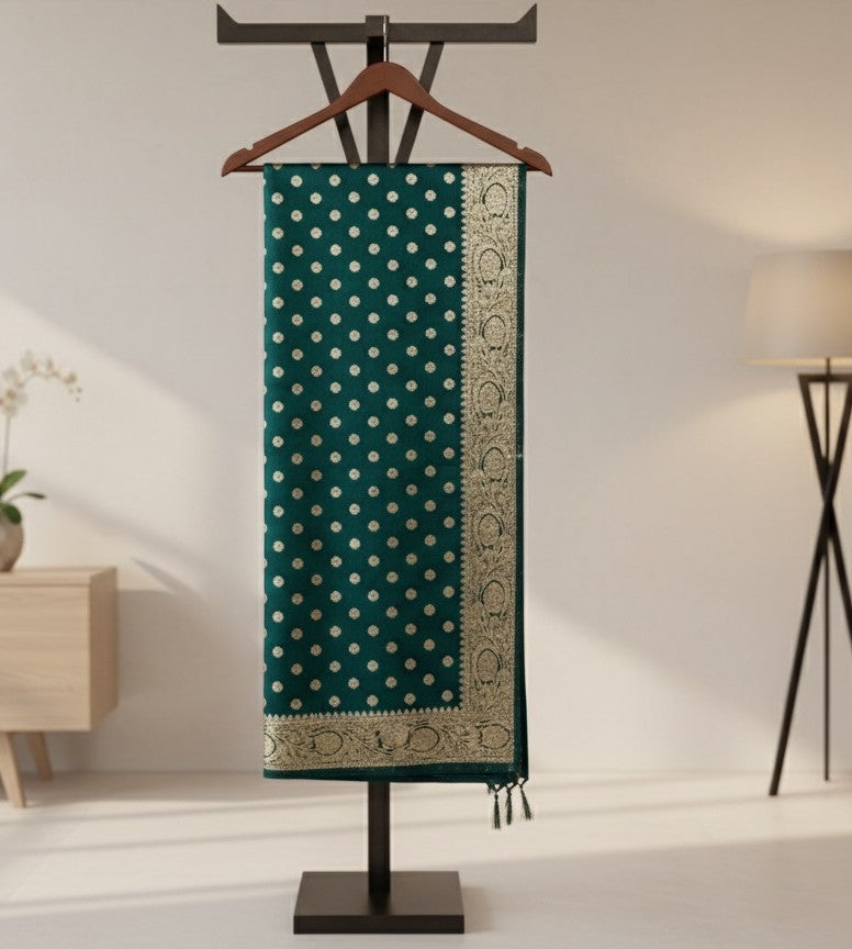 Teal Blue Banarasi Silk Saree