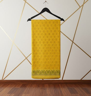 Mustard Yellow Traditional Hand-Block Saree